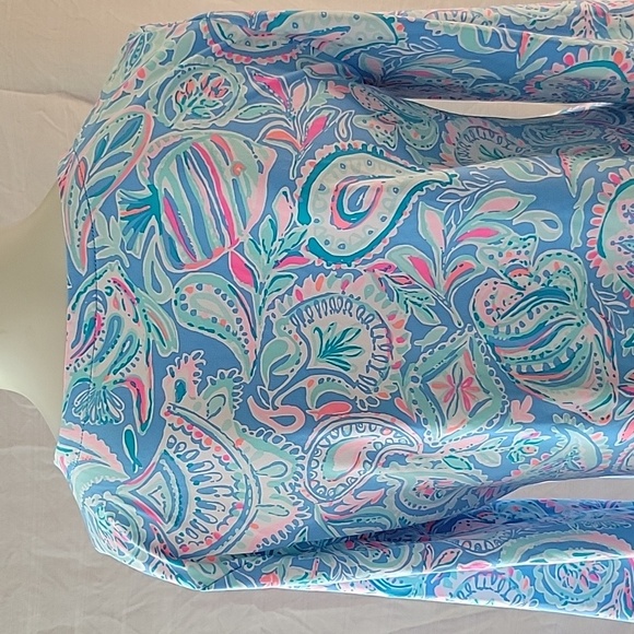 Lilly Pulitzer Colorful Blouse Blue and Pink Split Neck Top Long Sleeve Small - Picture 5 of 9